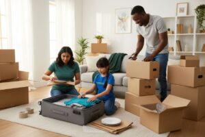 self-pack moving, organized packing, family moving