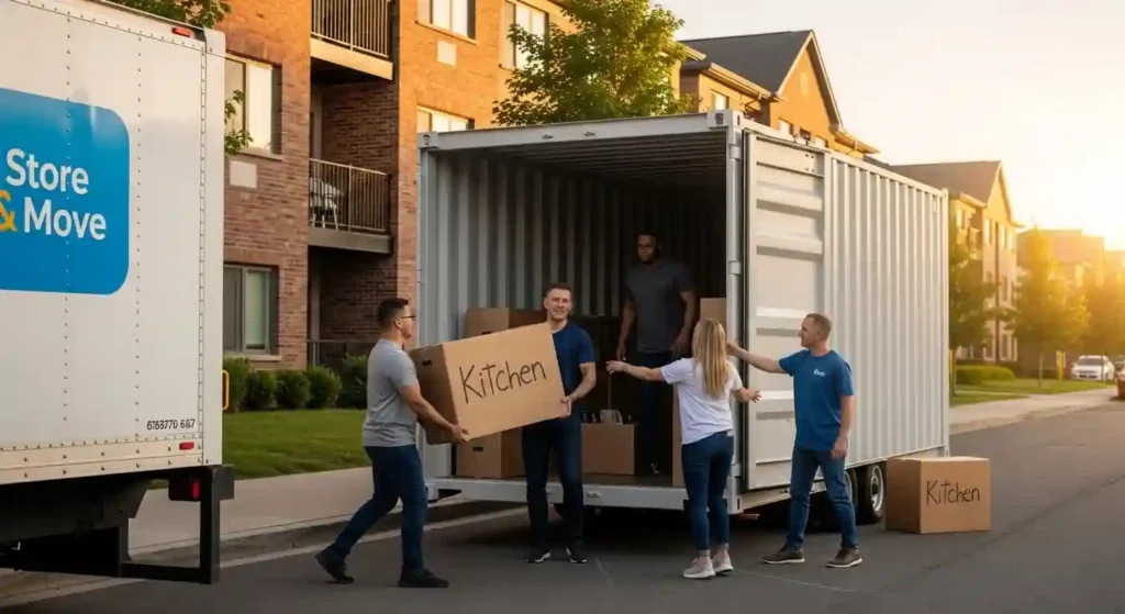 Movers are loading luggage