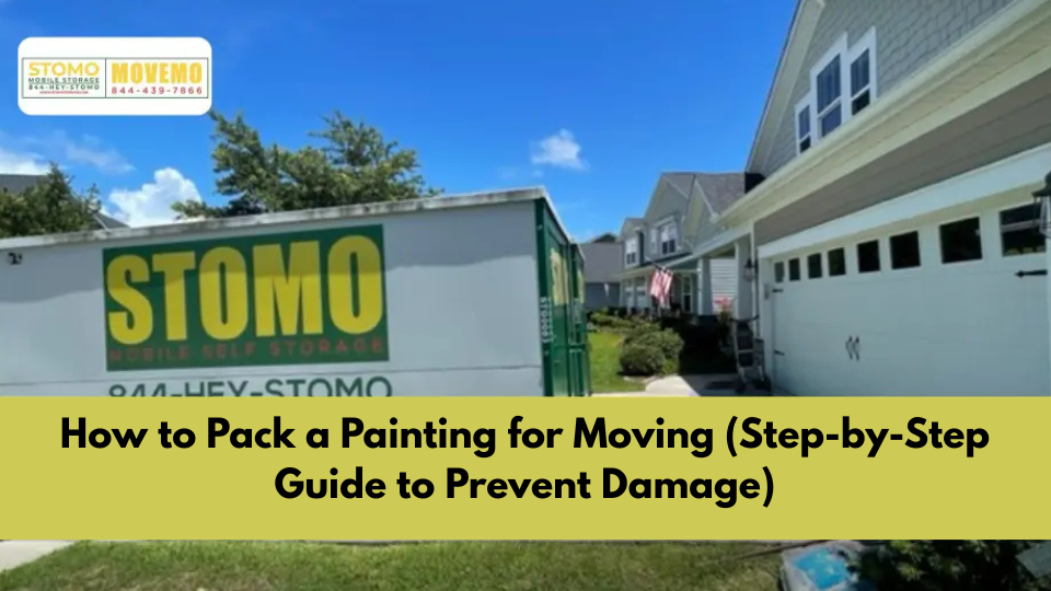 Professional packing a framed painting for moving using protective wrapping and a mirror box.